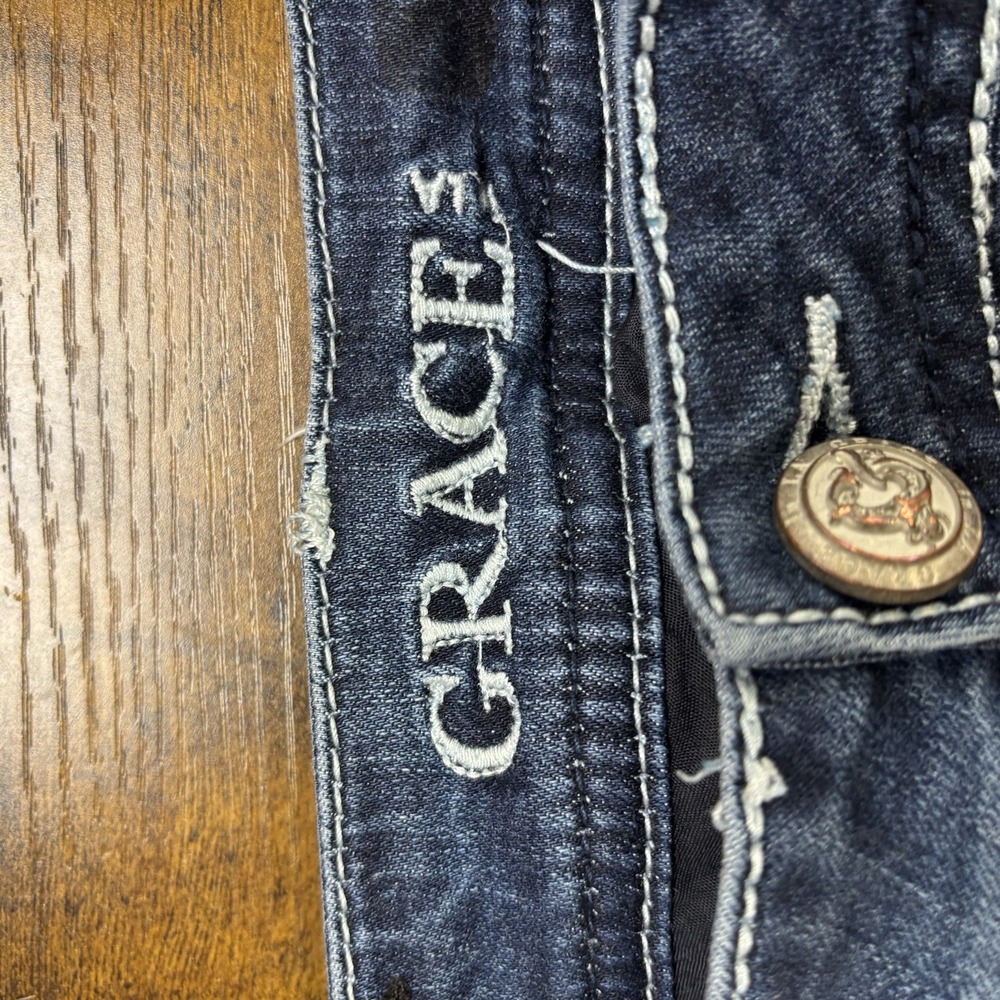 Grace In L.A. Womens Easy Fit Jeans Size 34 Blue Embroideried Western Cowgirl - Picture 7 of 11